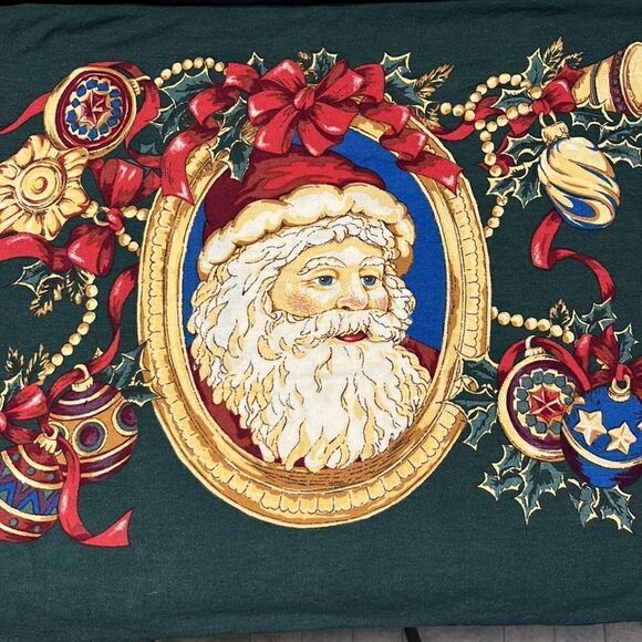 Domestications Set of 2 100% Cotton Flannel Santa Ornaments Green Pillowcases - Picture 5 of 16